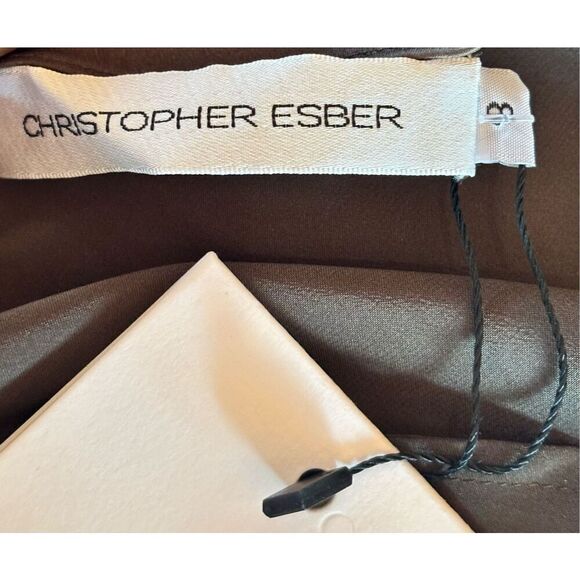 CHRISTOPHER ESBER Verdant Falls Draped Silk Satin Bodysuit in Seaweed NWT Size 8 - Picture 9 of 13